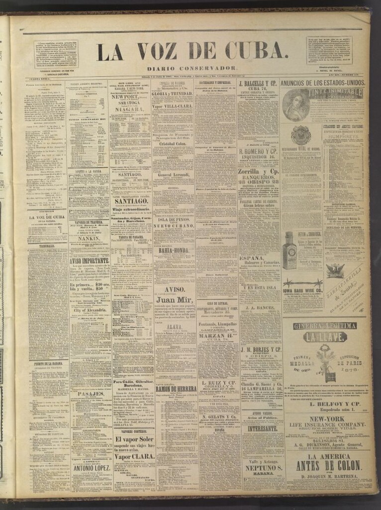 Miniatura de La Voz de Cuba: diario conservador del 9 de julio de 1881