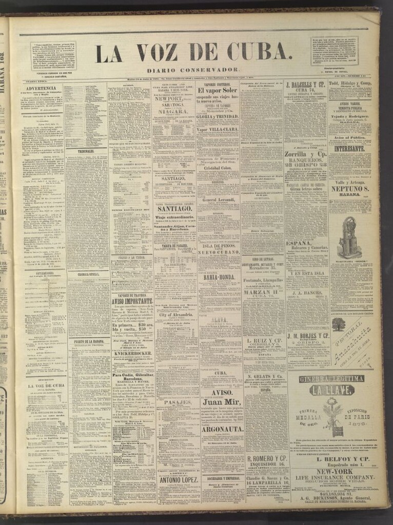 Miniatura de La Voz de Cuba: diario conservador del 12 de julio de 1881