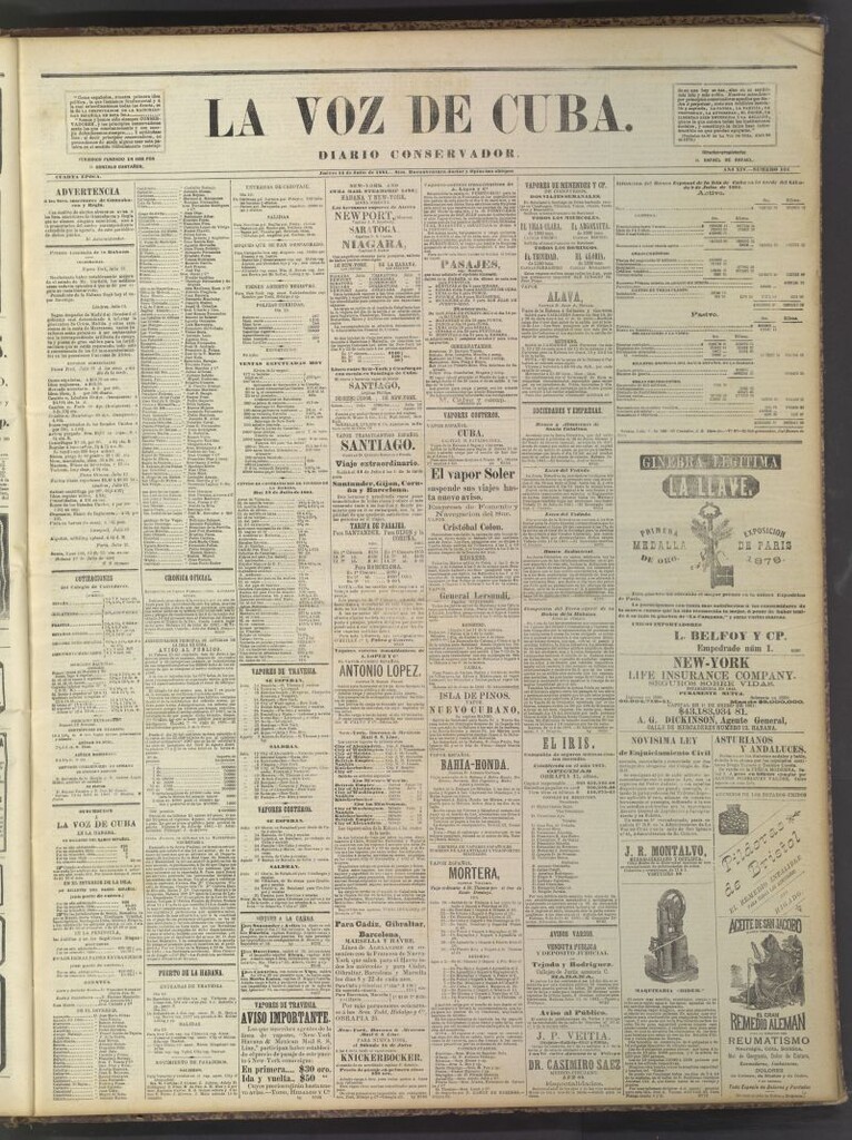 Miniatura de La Voz de Cuba: diario conservador del 14 de julio de 1881