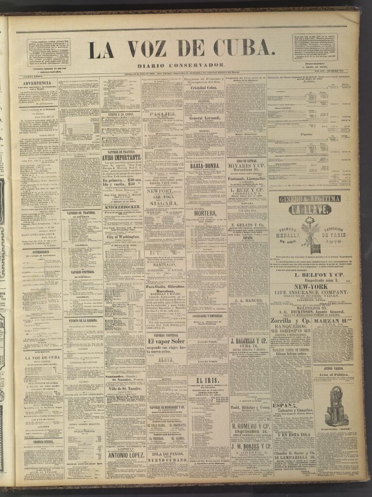 Miniatura de La Voz de Cuba: diario conservador del 15 de julio de 1881