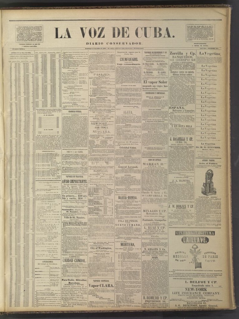 Miniatura de La Voz de Cuba: diario conservador del 17 de julio de 1881