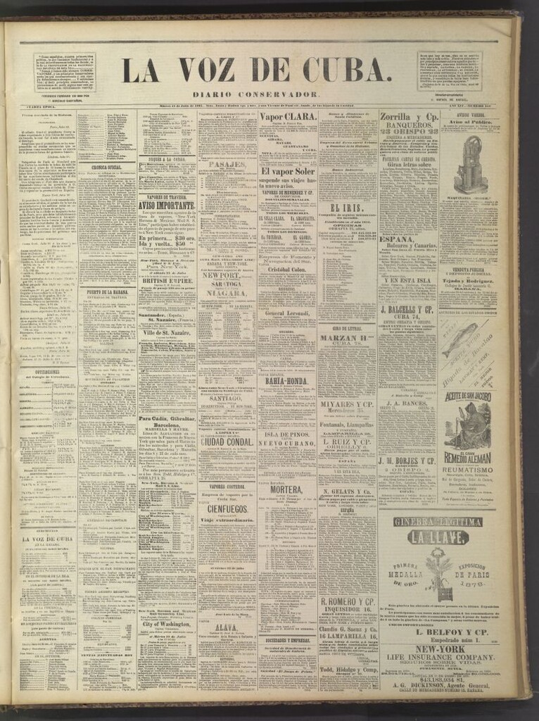 Miniatura de La Voz de Cuba: diario conservador del 19 de julio de 1881