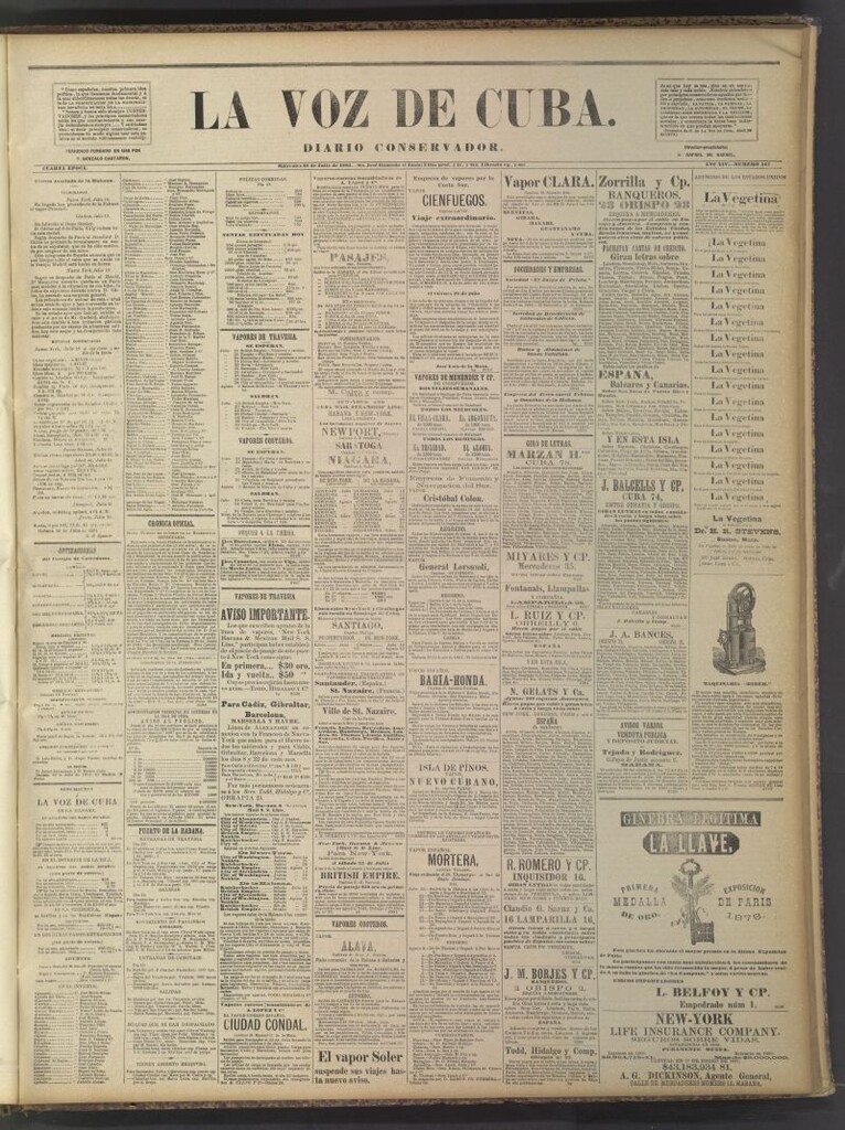 Miniatura de La Voz de Cuba: diario conservador del 20 de julio de 1881