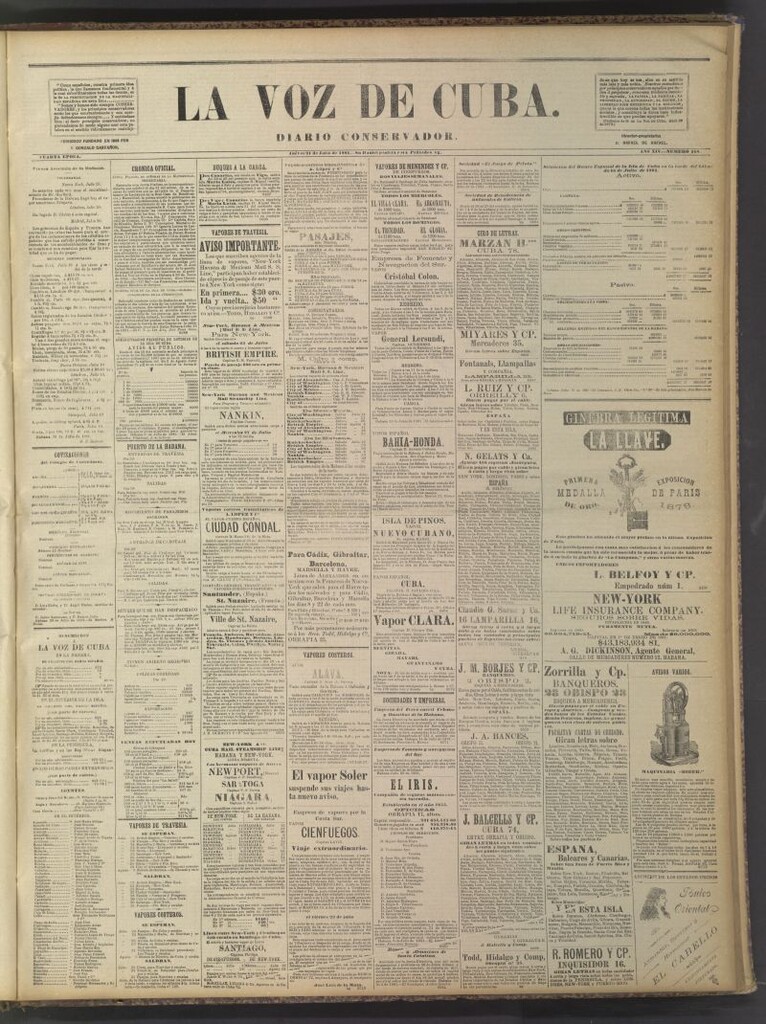 Miniatura de La Voz de Cuba: diario conservador del 21 de julio de 1881