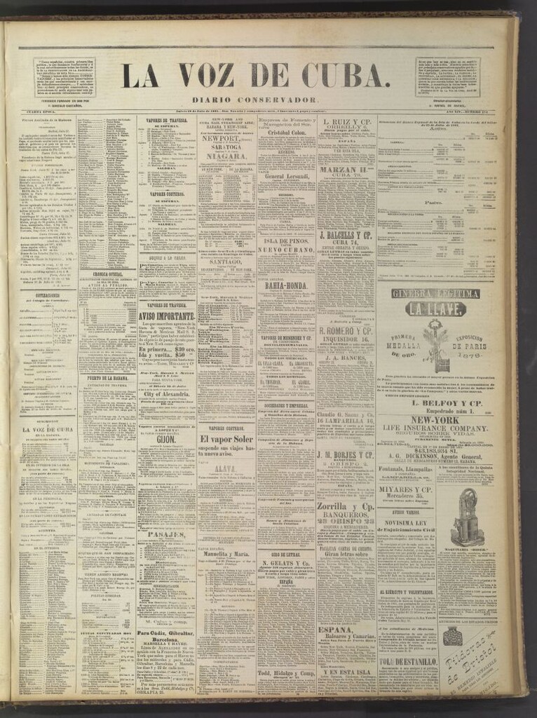 Miniatura de La Voz de Cuba: diario conservador del 28 de julio de 1881