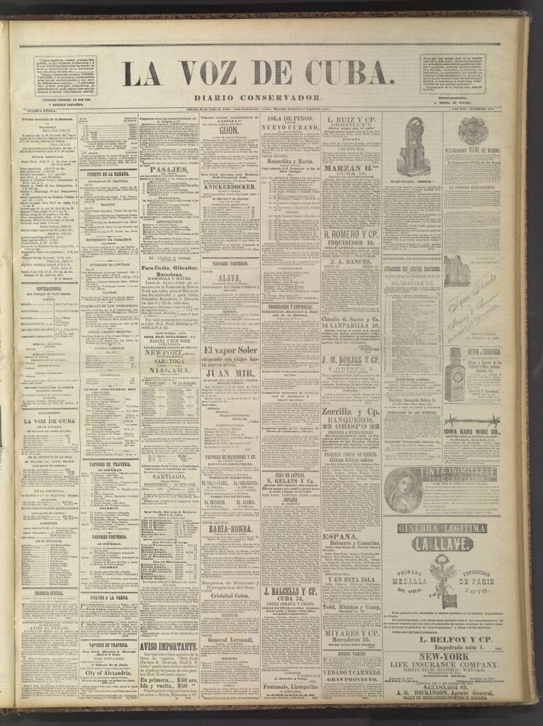 Miniatura de La Voz de Cuba: diario conservador del 30 de julio de 1881