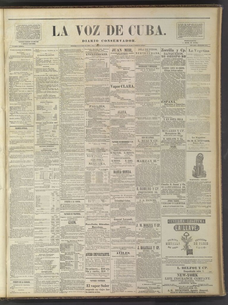 Miniatura de La Voz de Cuba: diario conservador del 31 de julio de 1881