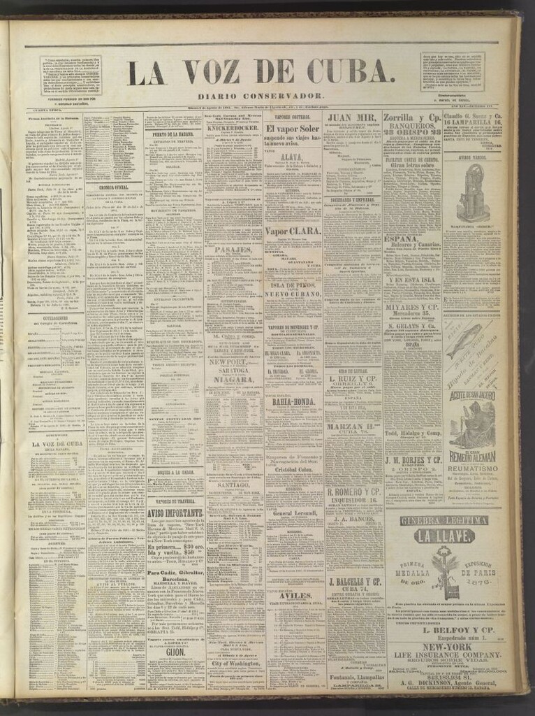 Miniatura de La Voz de Cuba: diario conservador del 2 de agosto de 1881