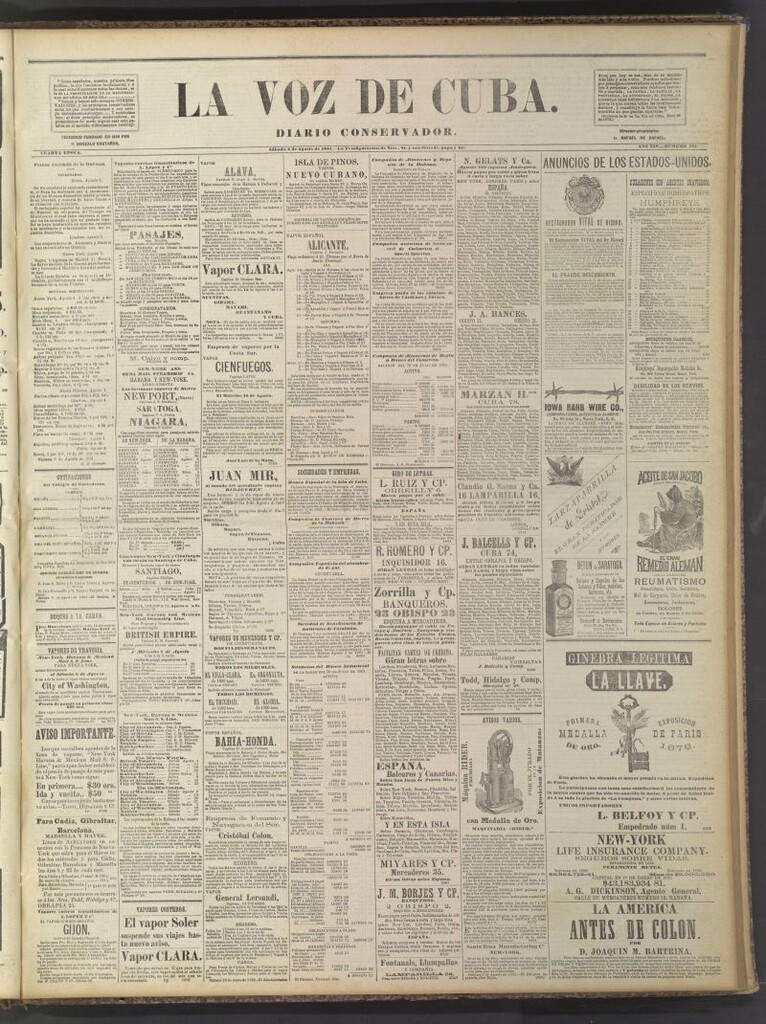 Miniatura de La Voz de Cuba: diario conservador del 6 de agosto de 1881