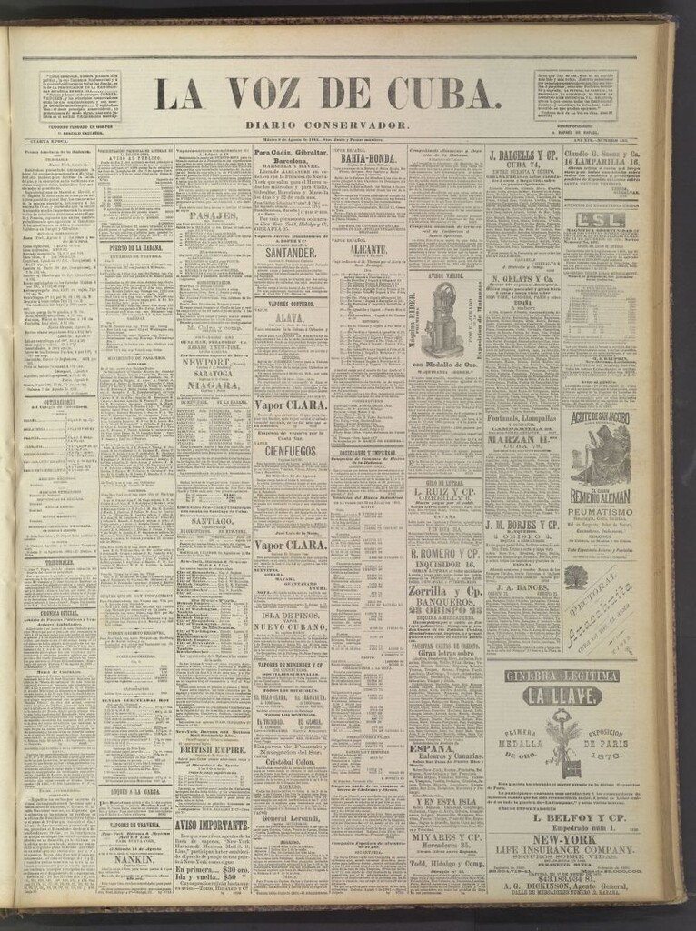 Miniatura de La Voz de Cuba: diario conservador del 9 de agosto de 1881