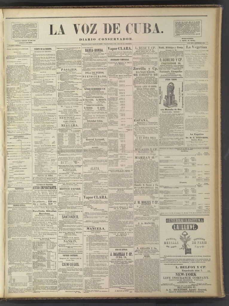 Miniatura de La Voz de Cuba: diario conservador del 10 de agosto de 1881