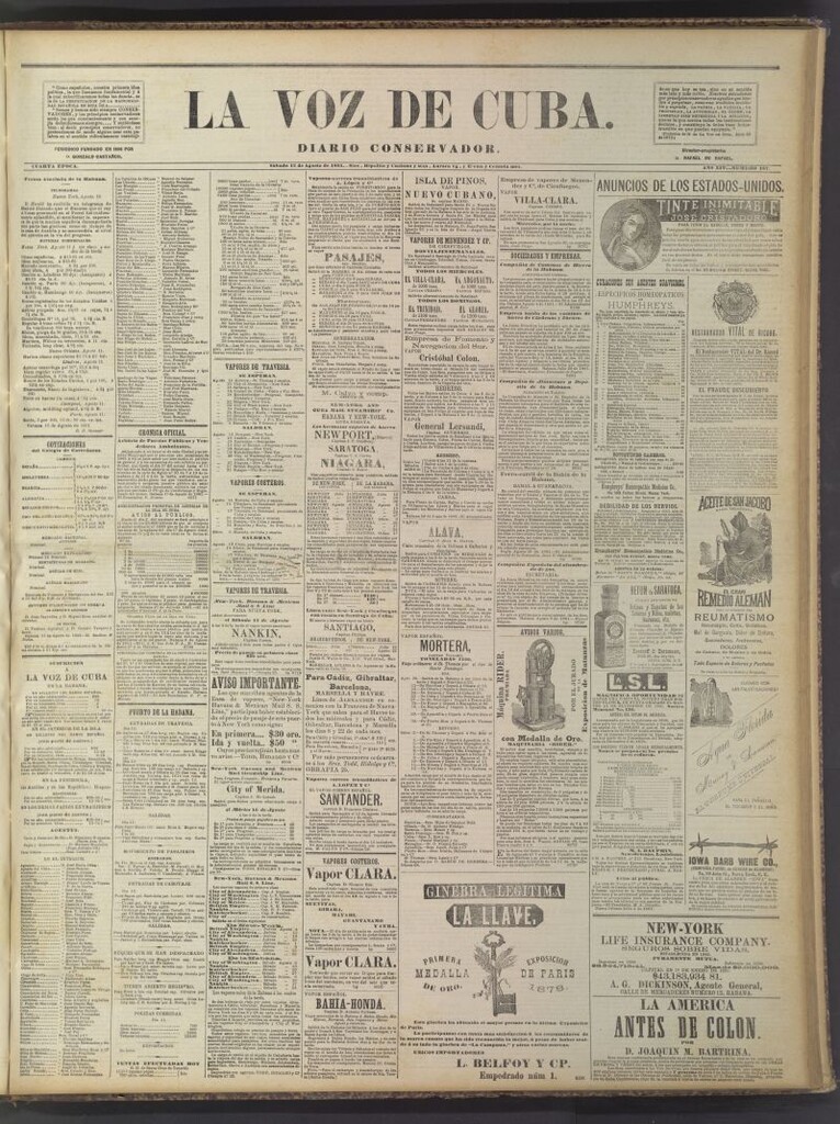 Miniatura de La Voz de Cuba: diario conservador del 13 de agosto de 1881