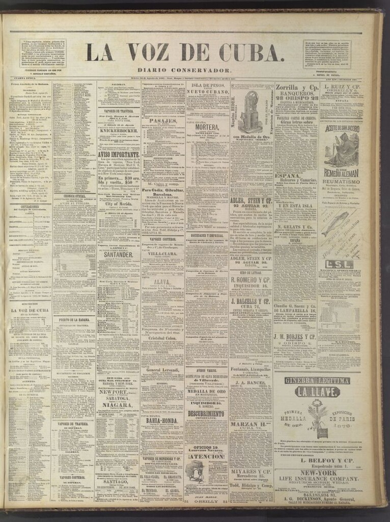Miniatura de La Voz de Cuba: diario conservador del 16 de agosto de 1881