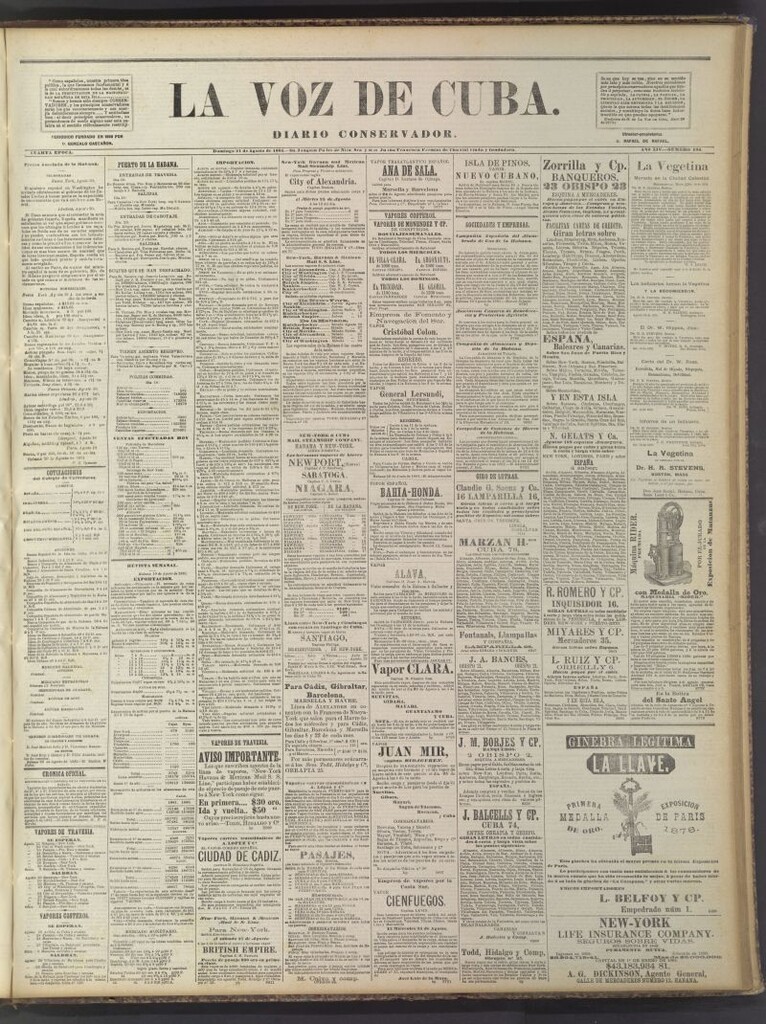 Miniatura de La Voz de Cuba: diario conservador del 21 de agosto de 1881