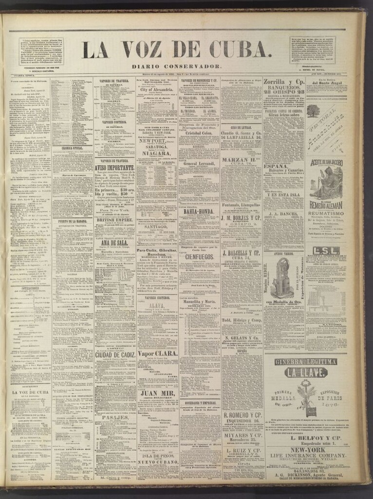 Miniatura de La Voz de Cuba: diario conservador del 23 de agosto de 1881