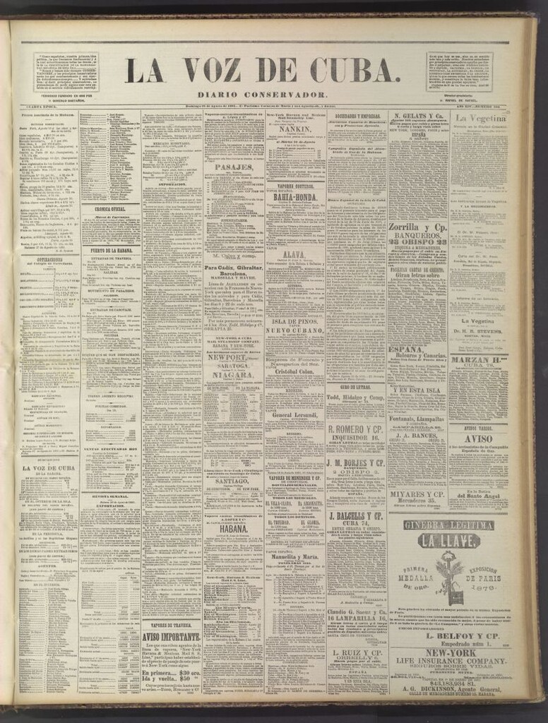 Miniatura de La Voz de Cuba: diario conservador del 28 de agosto de 1881