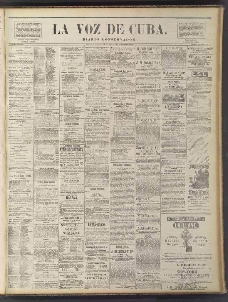 Miniatura de La Voz de Cuba: diario conservador del 30 de agosto de 1881