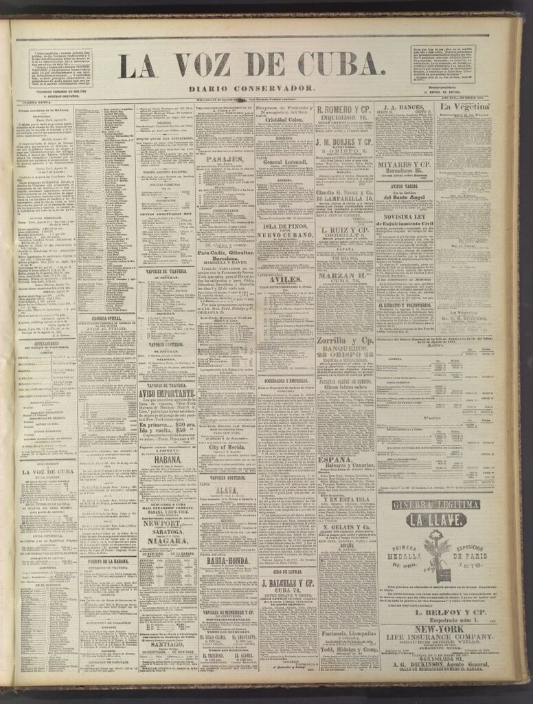 Miniatura de La Voz de Cuba: diario conservador del 31 de agosto de 1881