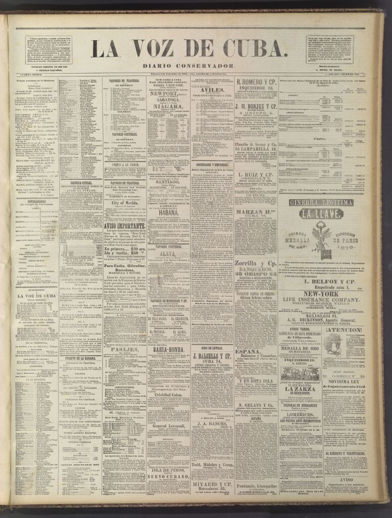 Miniatura de La Voz de Cuba: diario conservador del 2 de septiembre de 1881