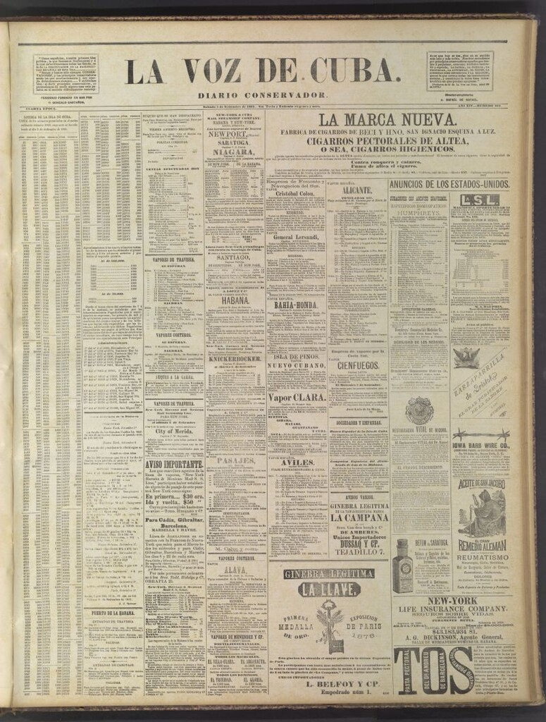 Miniatura de La Voz de Cuba: diario conservador del 3 de septiembre de 1881