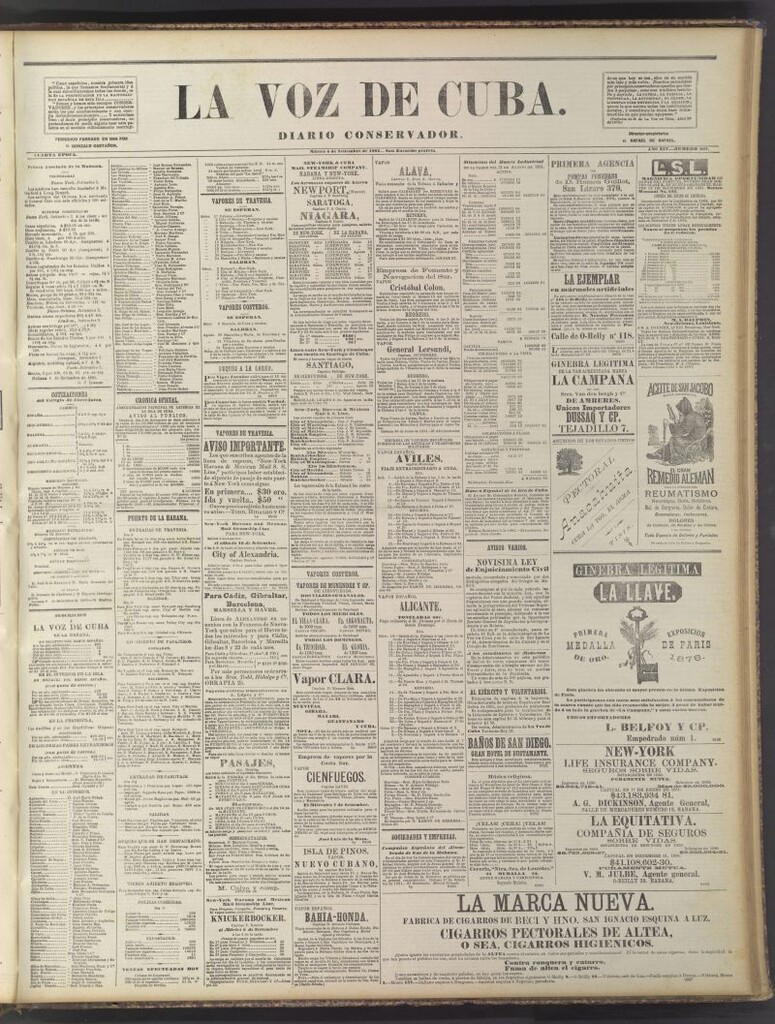 Miniatura de La Voz de Cuba: diario conservador del 6 de septiembre de 1881