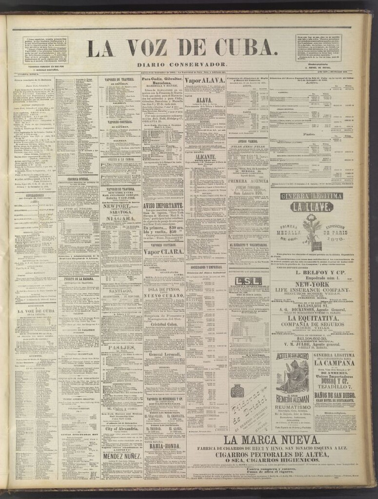 Miniatura de La Voz de Cuba: diario conservador del 8 de septiembre de 1881