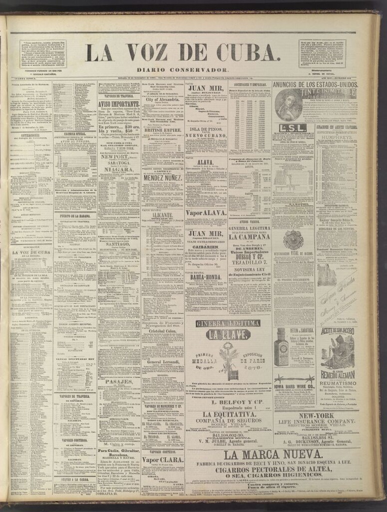 Miniatura de La Voz de Cuba: diario conservador del 10 de septiembre de 1881