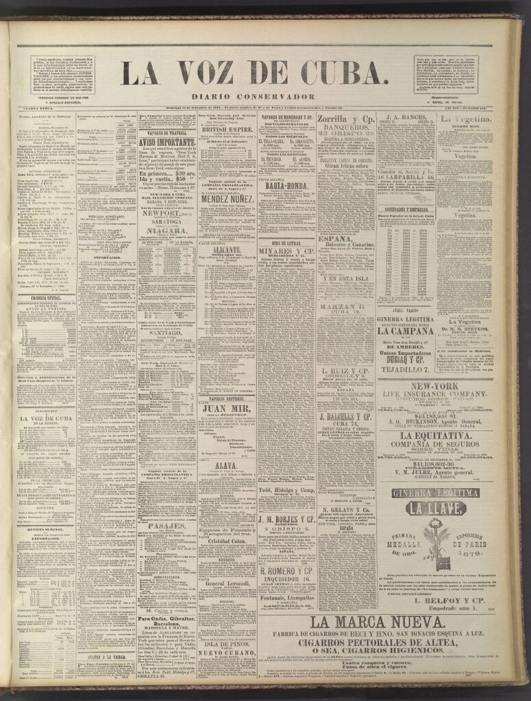 Miniatura de La Voz de Cuba: diario conservador del 11 de septiembre de 1881
