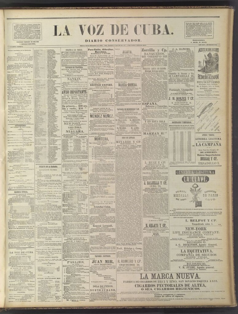 Miniatura de La Voz de Cuba: diario conservador del 13 de septiembre de 1881