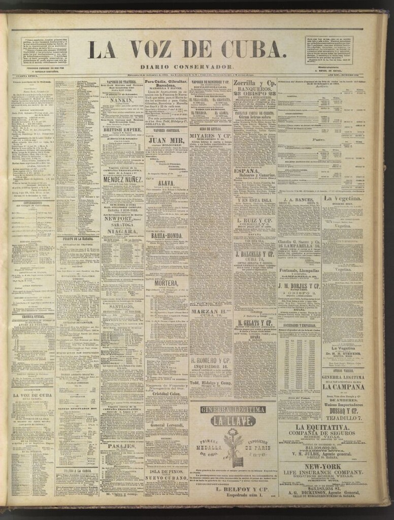 Miniatura de La Voz de Cuba: diario conservador del 14 de septiembre de 1881