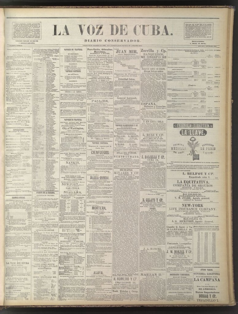 Miniatura de La Voz de Cuba: diario conservador del 16 de septiembre de 1881