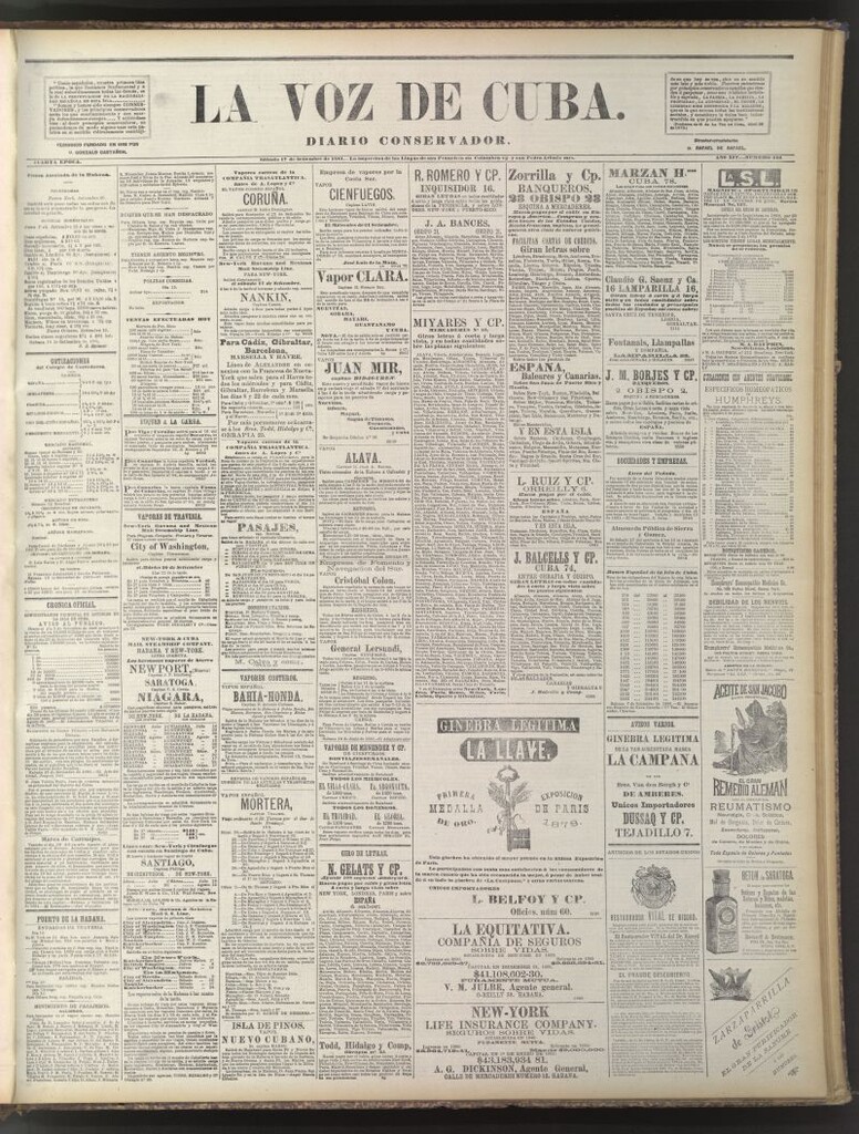 Miniatura de La Voz de Cuba: diario conservador del 17 de septiembre de 1881