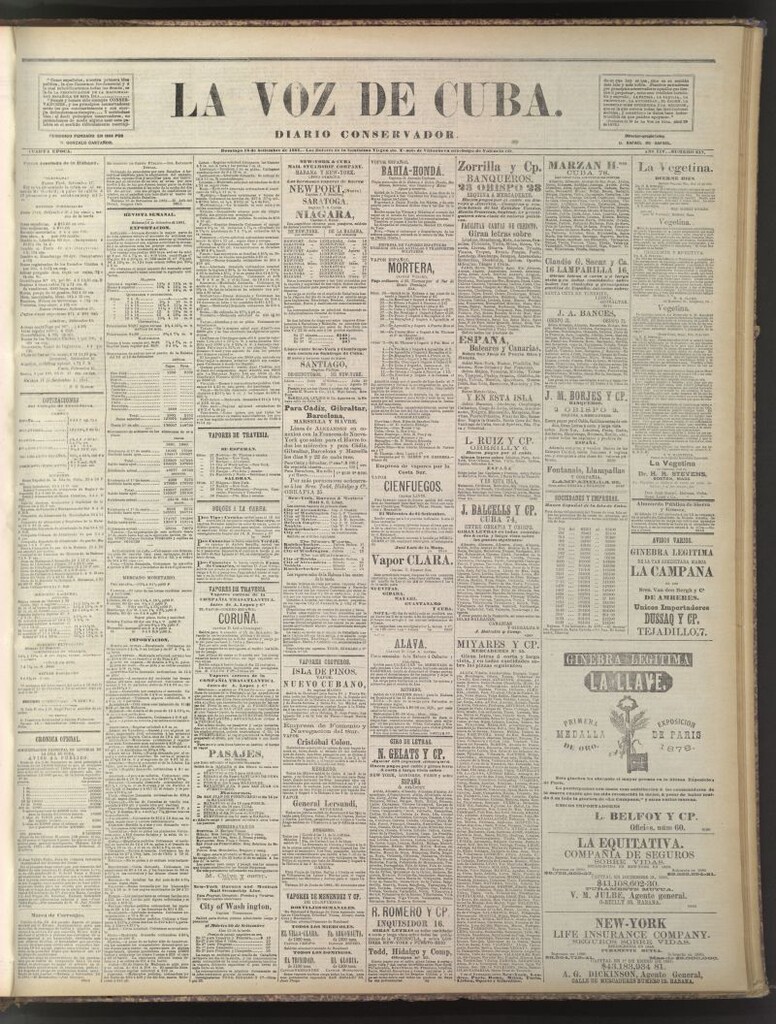 Miniatura de La Voz de Cuba: diario conservador del 18 de septiembre de 1881