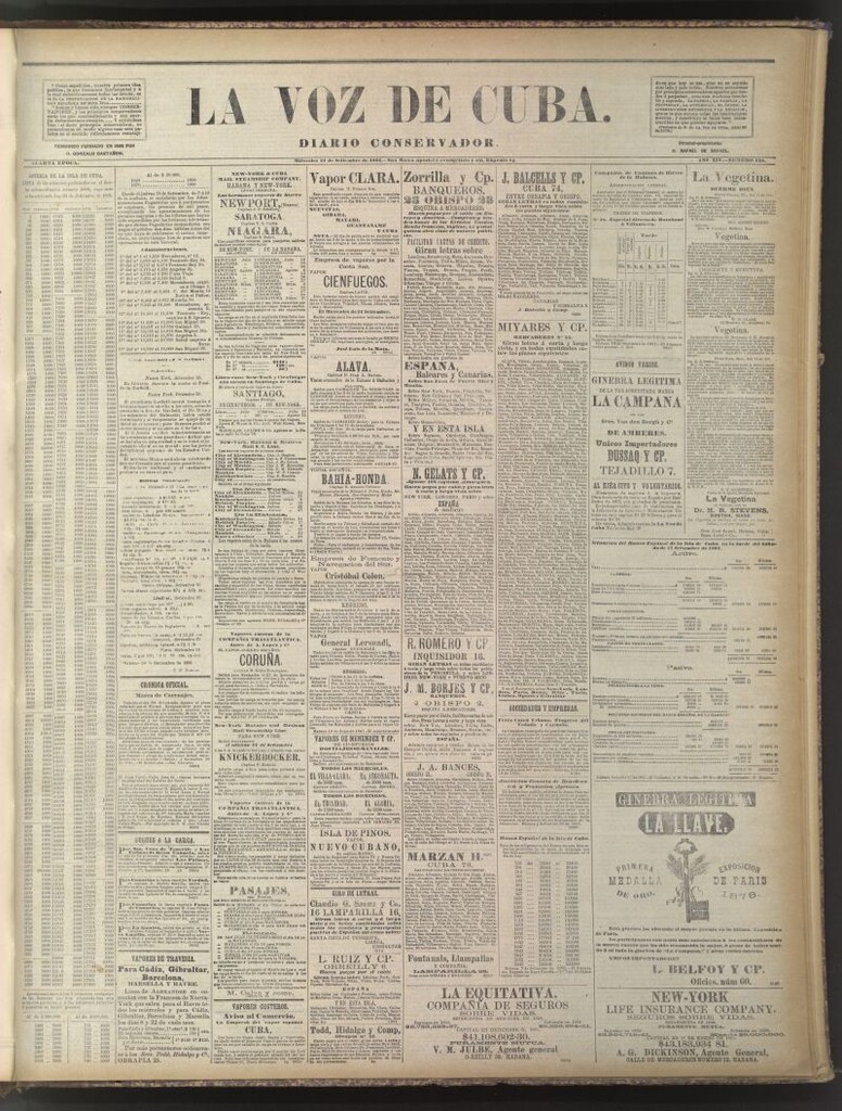 Miniatura de La Voz de Cuba: diario conservador del 21 de septiembre de 1881