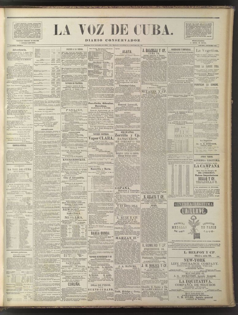 Miniatura de La Voz de Cuba: diario conservador del 25 de septiembre de 1881