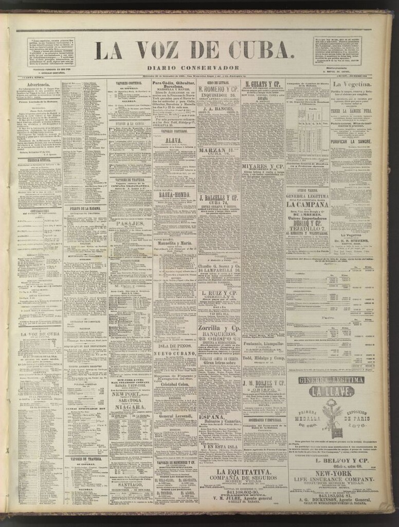 Miniatura de La Voz de Cuba: diario conservador del 28 de septiembre de 1881