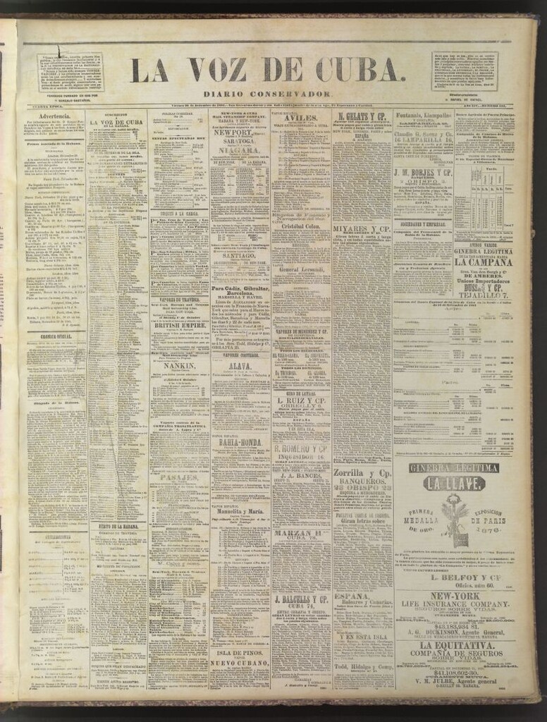 Miniatura de La Voz de Cuba: diario conservador del 30 de septiembre de 1881
