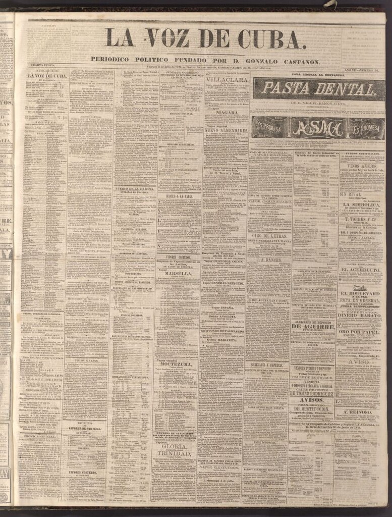 Miniatura de La Voz de Cuba: diario conservador del 3 de julio de 1874