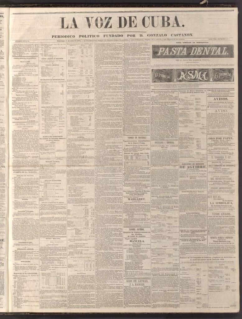 Miniatura de La Voz de Cuba: diario conservador del 5 de julio de 1874