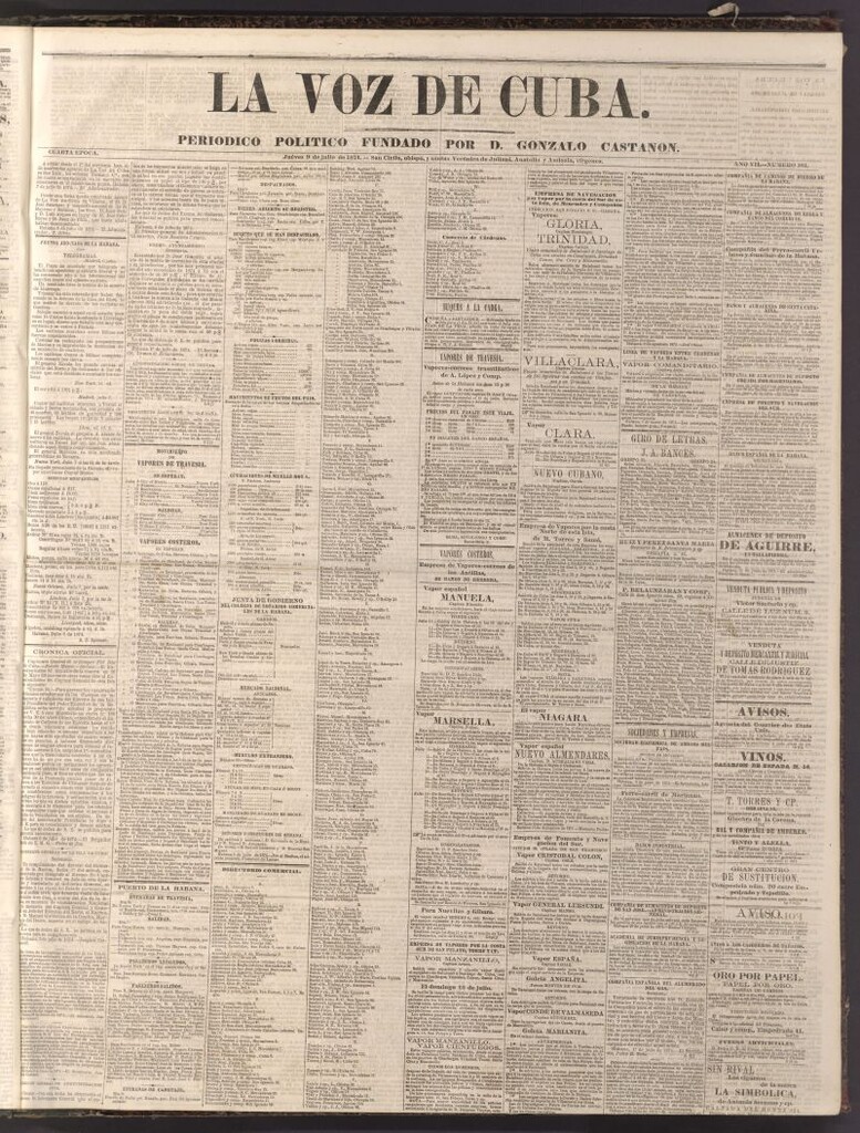 Miniatura de La Voz de Cuba: diario conservador del 9 de julio de 1874