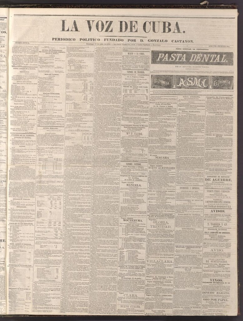 Miniatura de La Voz de Cuba: diario conservador del 12 de julio de 1874