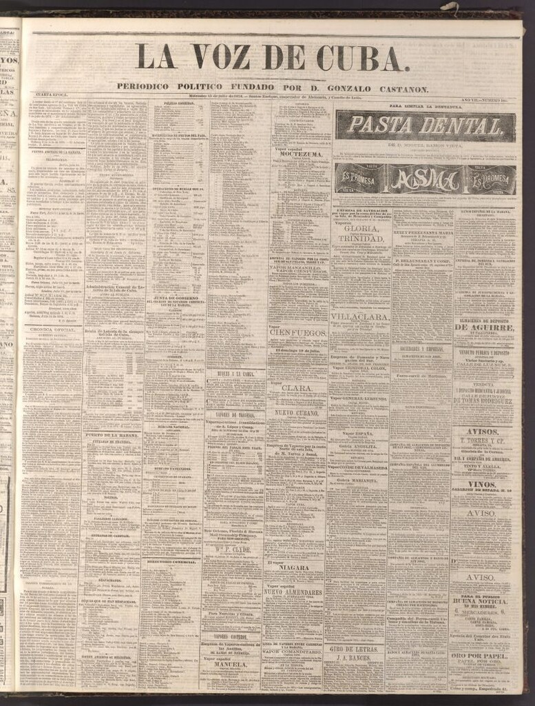 Miniatura de La Voz de Cuba: diario conservador del 15 de julio de 1874