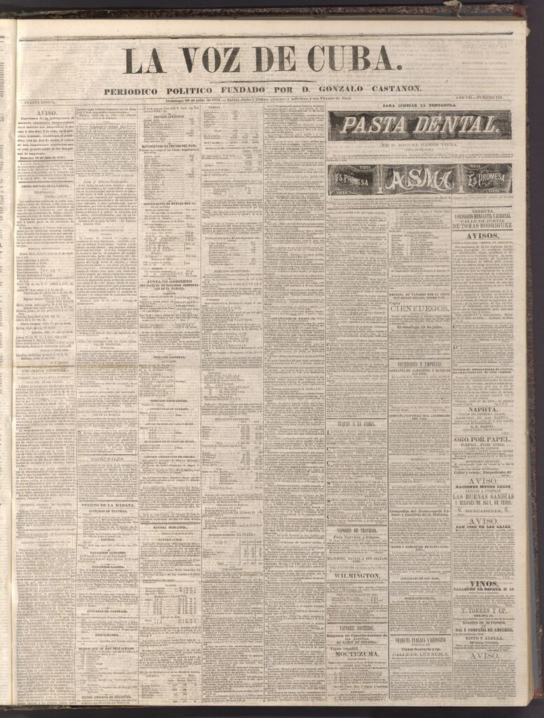 Miniatura de La Voz de Cuba: diario conservador del 19 de julio de 1874