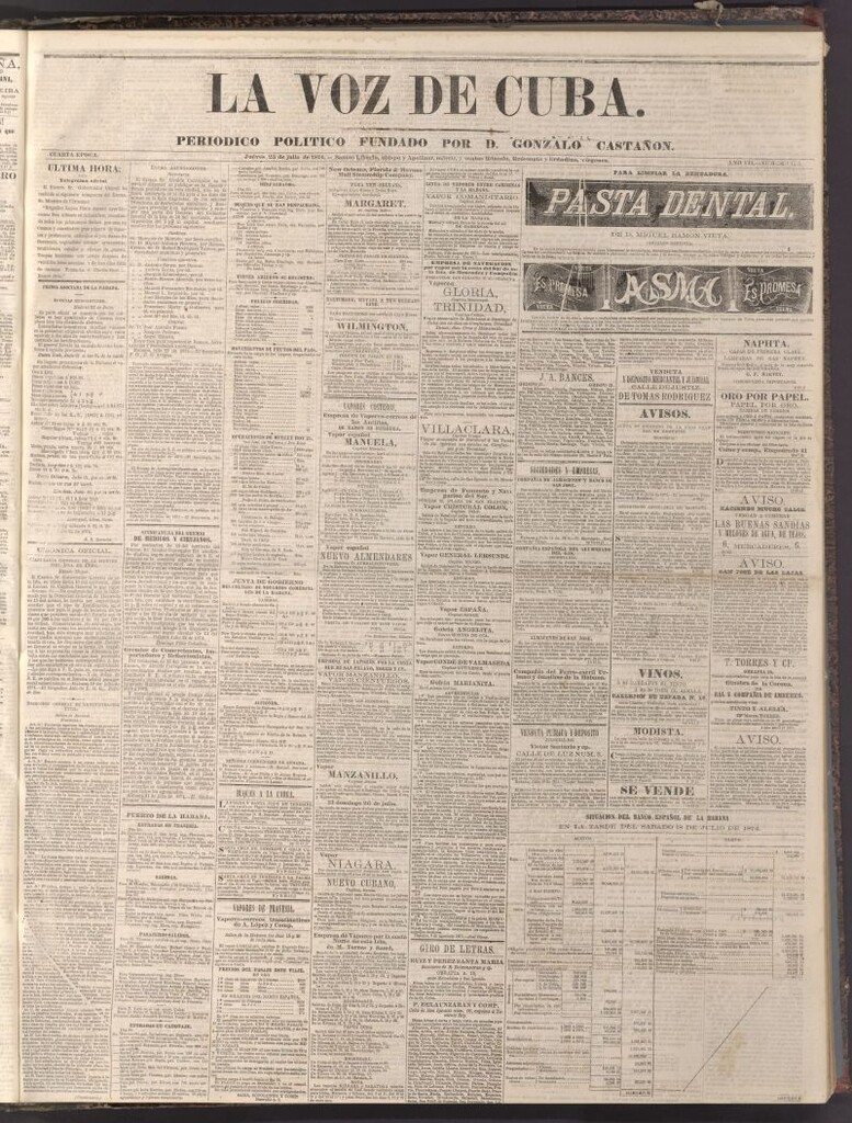 Miniatura de La Voz de Cuba: diario conservador del 23 de julio de 1874