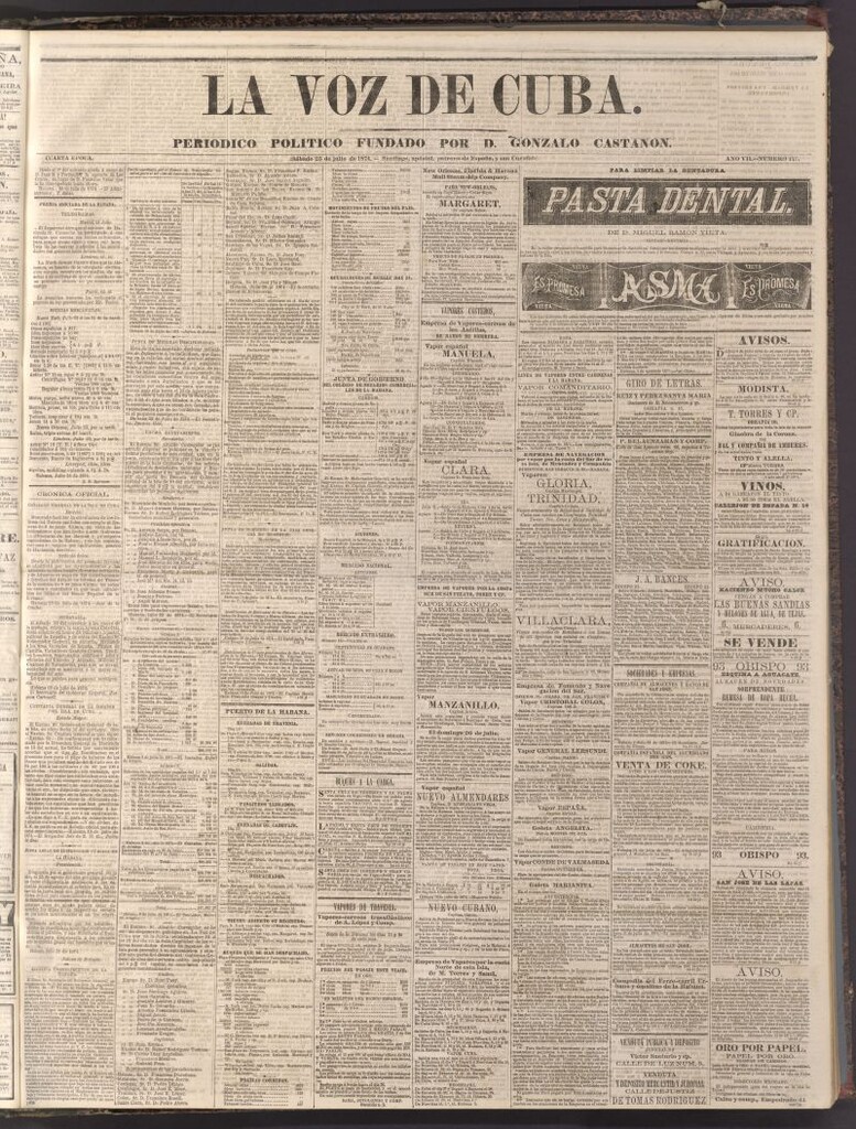 Miniatura de La Voz de Cuba: diario conservador del 25 de julio de 1874