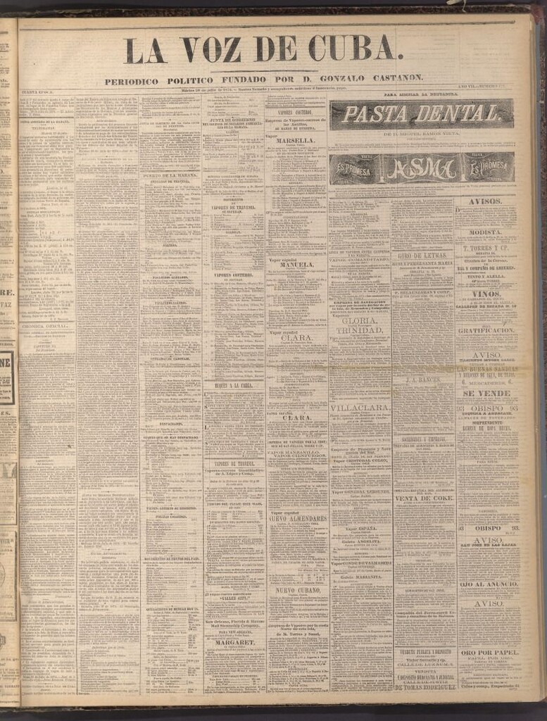 Miniatura de La Voz de Cuba: diario conservador del 28 de julio de 1874