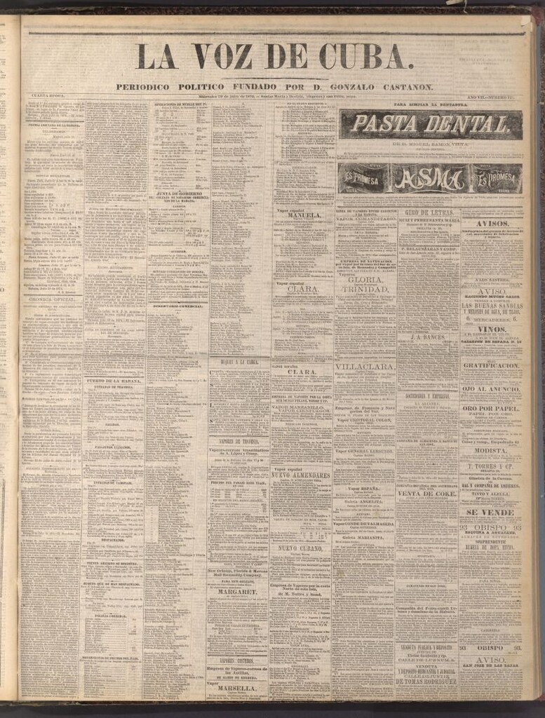 Miniatura de La Voz de Cuba: diario conservador del 29 de julio de 1874