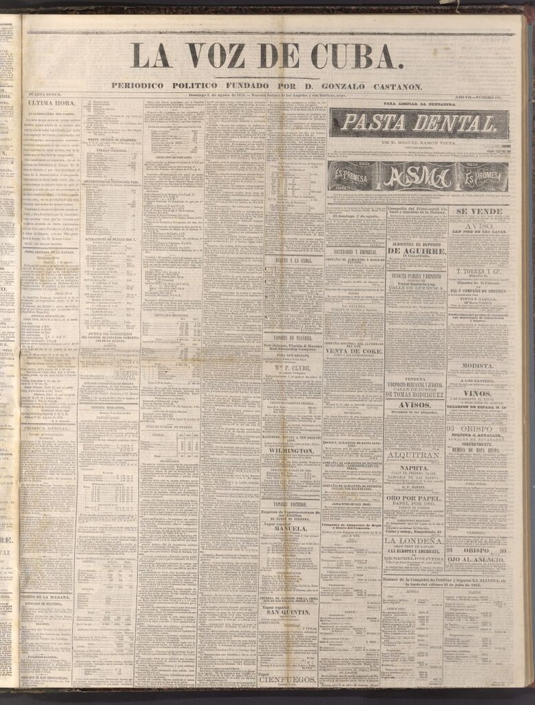 Miniatura de La Voz de Cuba: diario conservador del 2 de agosto de 1874