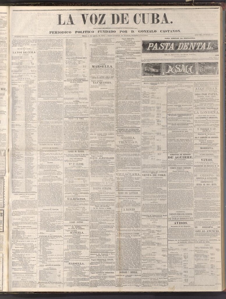 Miniatura de La Voz de Cuba: diario conservador del 4 de agosto de 1874
