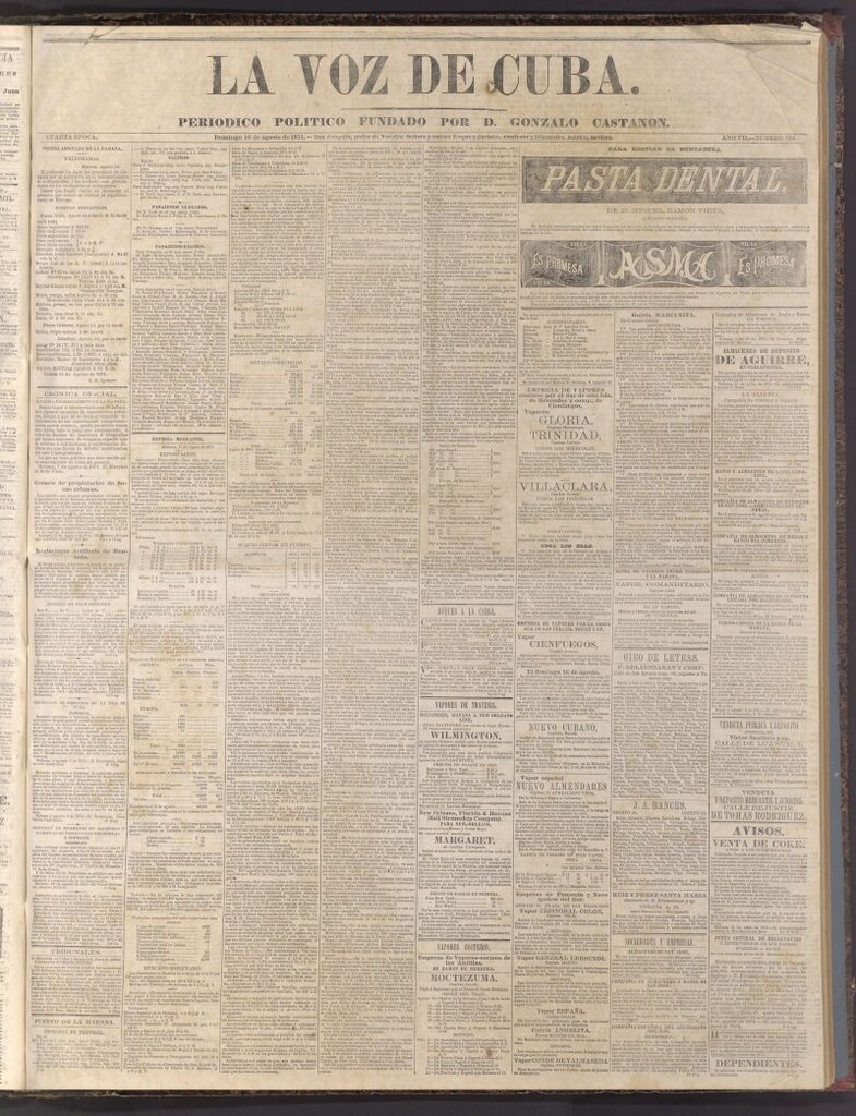 Miniatura de La Voz de Cuba: diario conservador del 16 de agosto de 1874